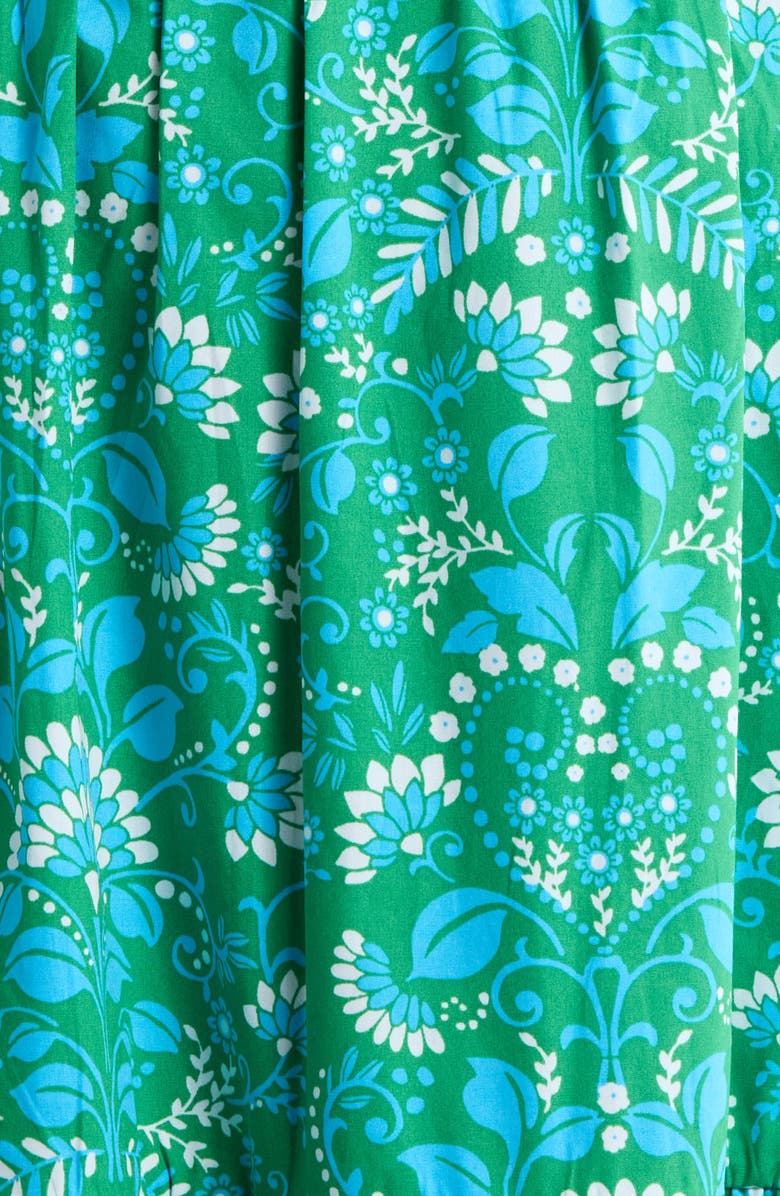 SUGARLIPS Alina Floral Palmer Tiered Cotton Maxi Dress, Alternate, color, Kelly-Cerulean