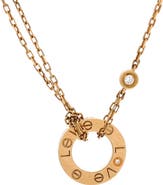 Pre-Owned Cartier 2 Diamonds Love Pendant Necklace 18K Yellow Gold and Diamonds