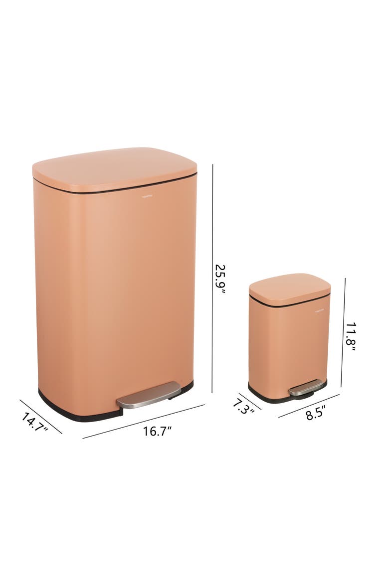 Connor Rectangular Trash Can with Soft-Close Lid and FREE Mini Trash Can, Alternate, color, Clay Rose
