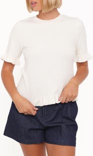 Petal & Pup Emilie Ruffle Trim Short Sleeve Sweater