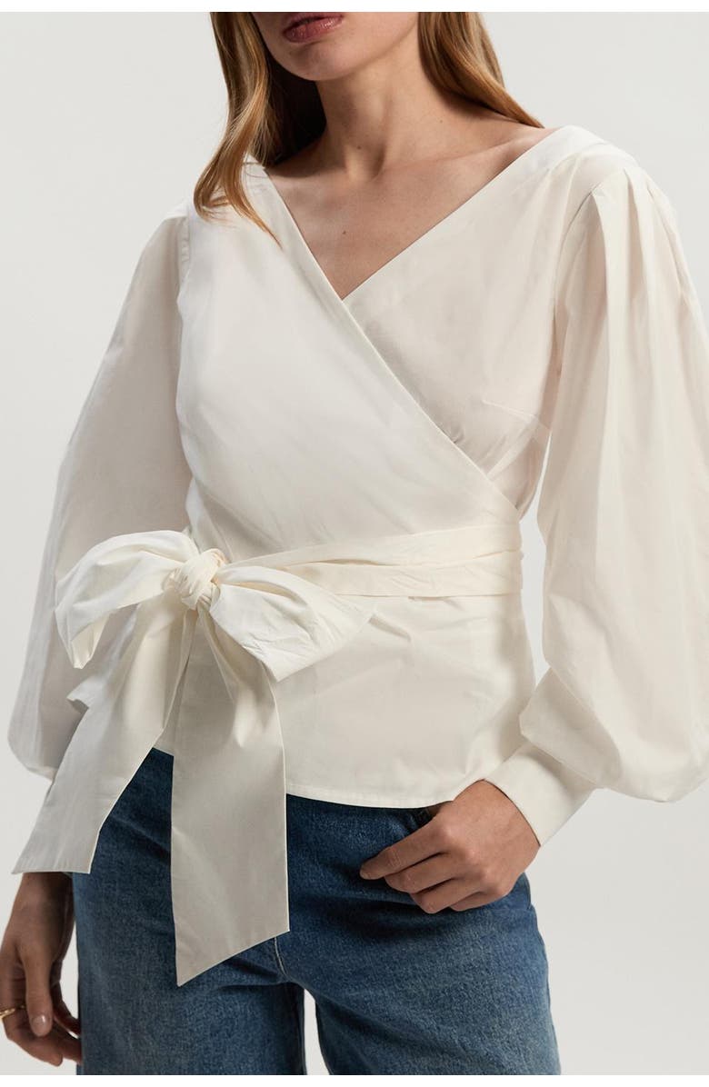 Karen Millen Woven Wrap Detail Blouse, Alternate, color, White