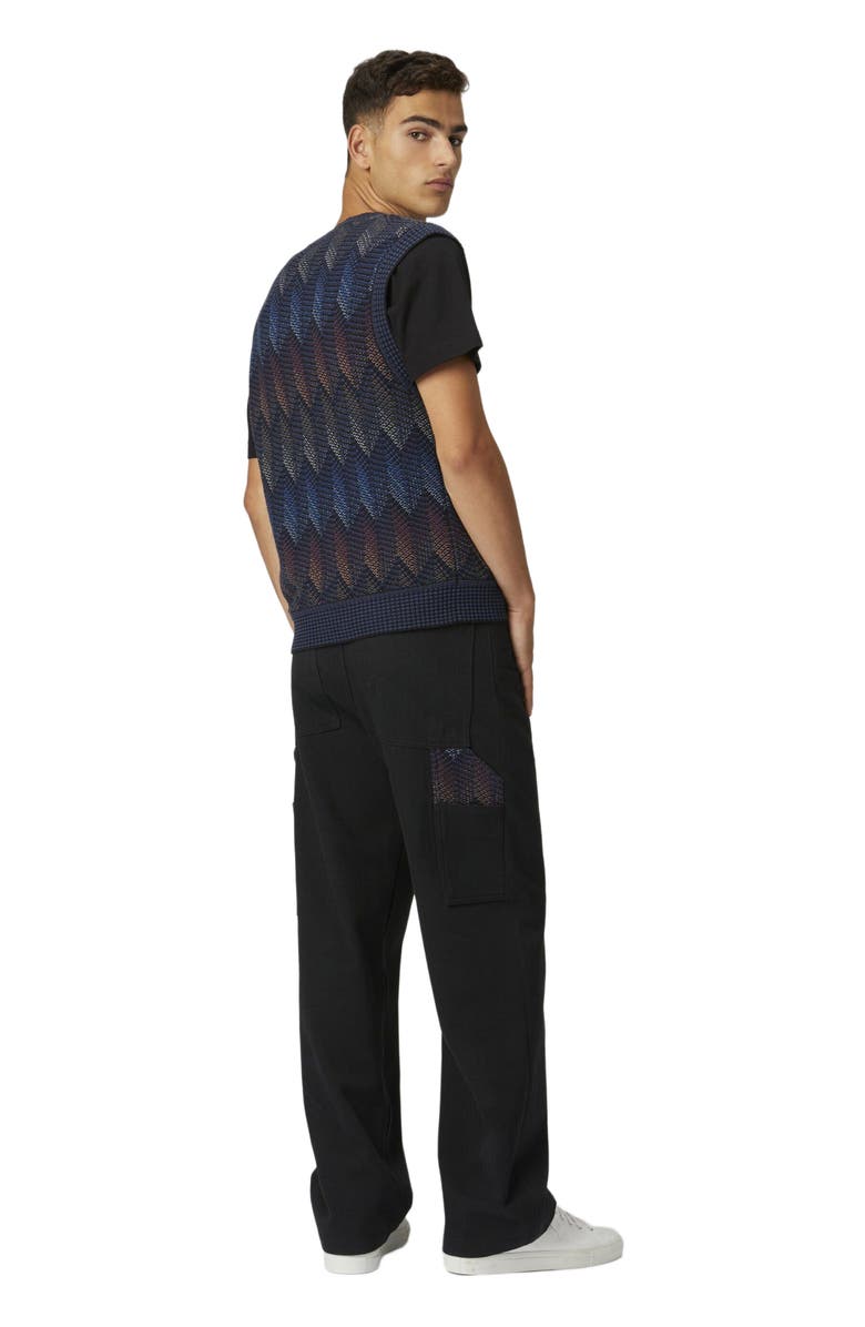 Missoni Gradient Cotton Chevron Blend Vest With V-neck, Alternate, color, Blue