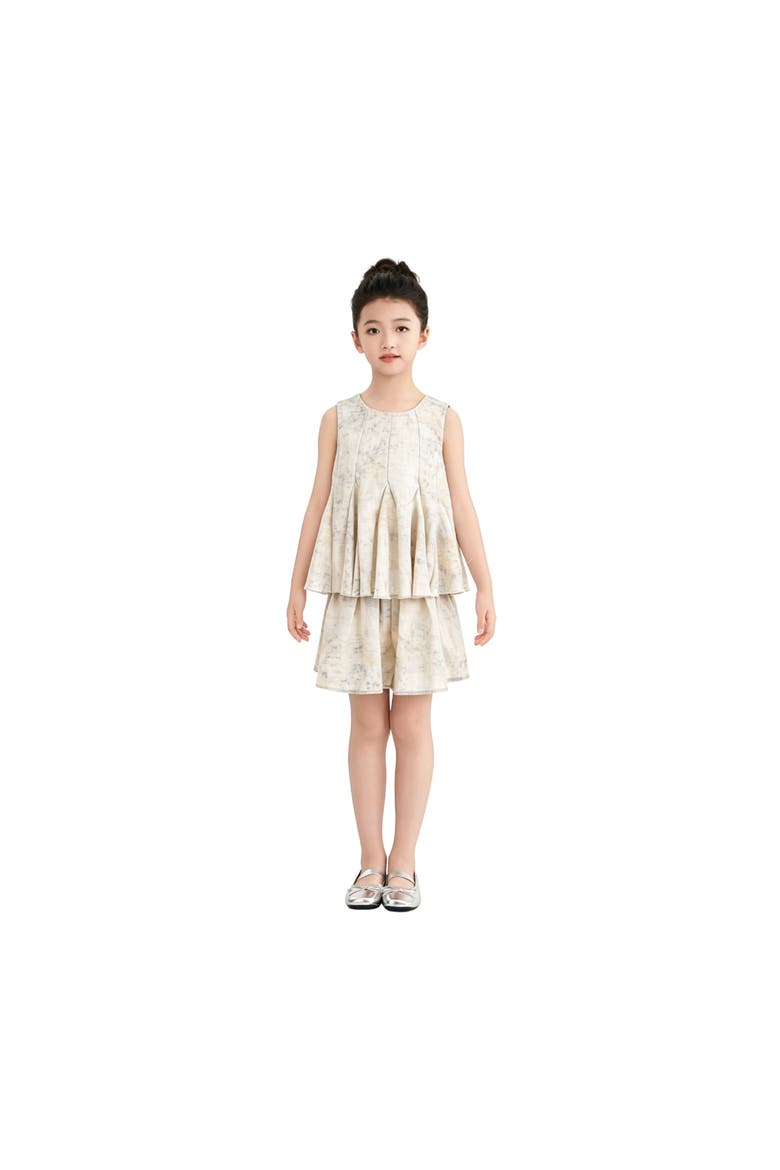Marble Pleated Two-Piece Set, Alternate, color, Ivory
