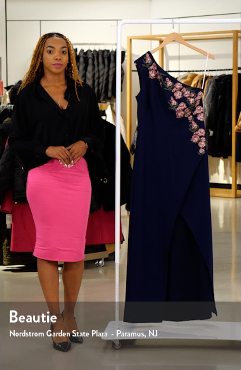 Nadine Floral Embroidered One-Shoulder Gown, sales video thumbnail