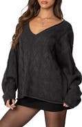 EDIKTED Inga Oversize V-Neck Cable Sweater