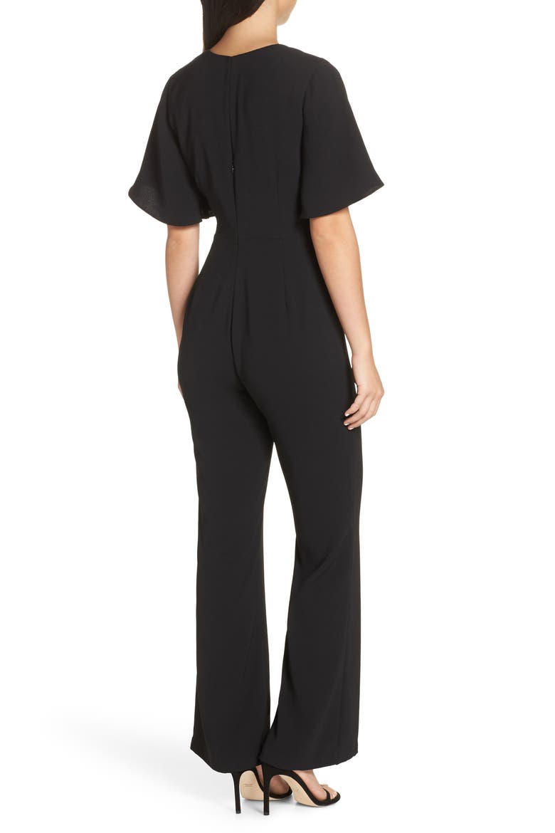 Twist Front Jumpsuit, Alternate, color, BLACK