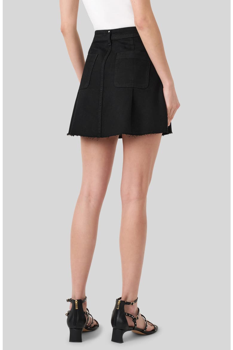 Raw Hem Denim Skirt, Alternate, color, BLACK