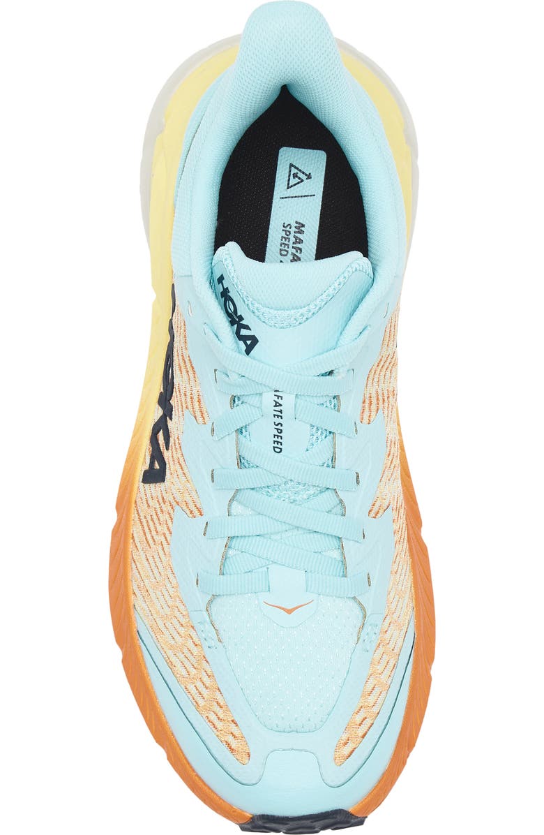 HOKA Mafate Speed 4 Trail Running Shoe, Alternate, color, Cloudless / Sherbet