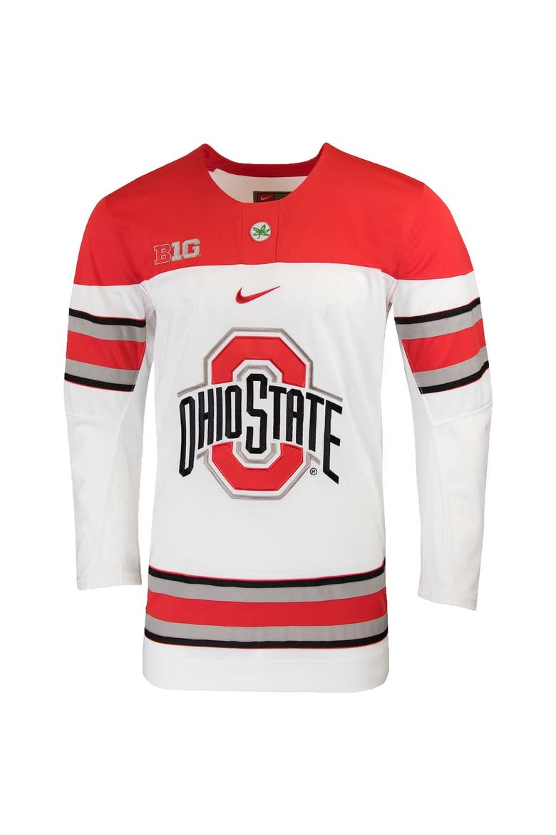 Men's Nike White Ohio State Buckeyes Replica College Hockey Jersey, Alternate, color, White