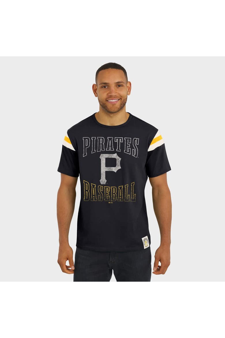 Men's Darius Rucker Collection by Fanatics Black Pittsburgh Pirates Distressed Sleeve Stripe T-Shirt, Alternate, color, Black