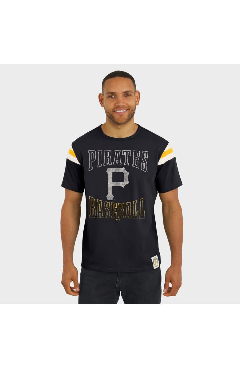 Darius Rucker Collection by Fanatics Men's Darius Rucker Collection by Fanatics Black Pittsburgh Pirates Distressed Sleeve Stripe T-Shirt, Alternate, color, Black