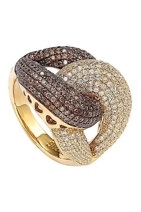 Two-Tone Chocolate & White CZ Ring