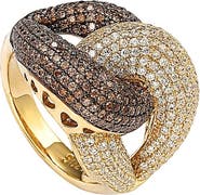 SUZY LEVIAN Two-Tone Chocolate & White CZ Ring