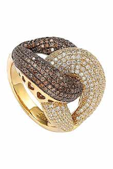 SUZY LEVIAN Two-Tone Chocolate & White CZ Ring