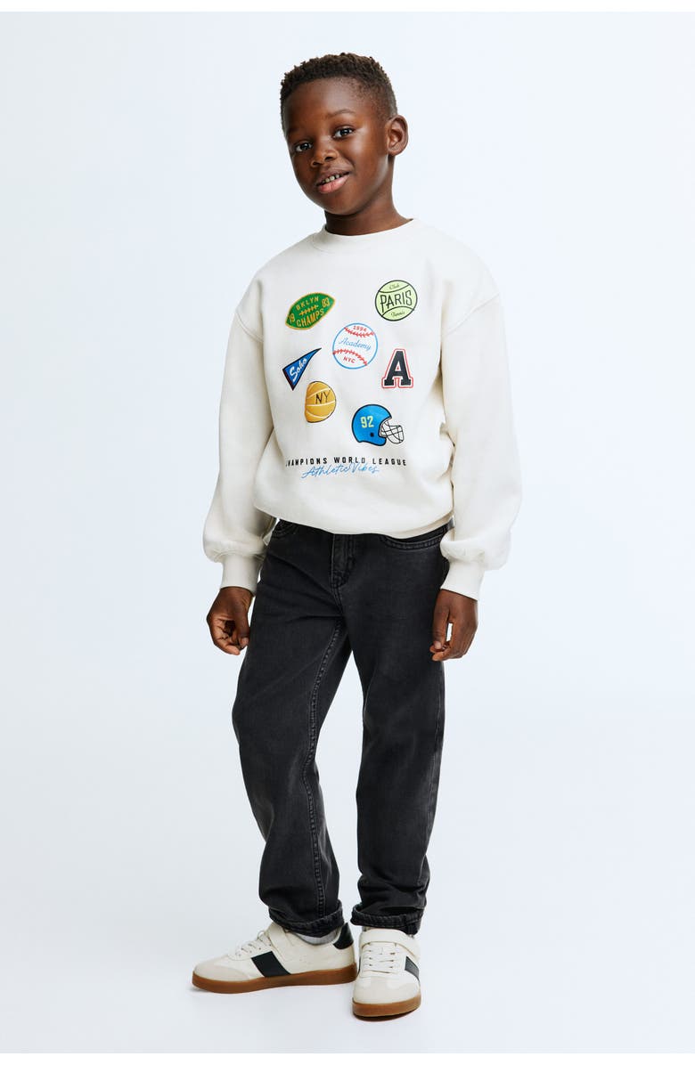 H&M Printed Sweatshirt, Alternate, color, Light Beige/Sports