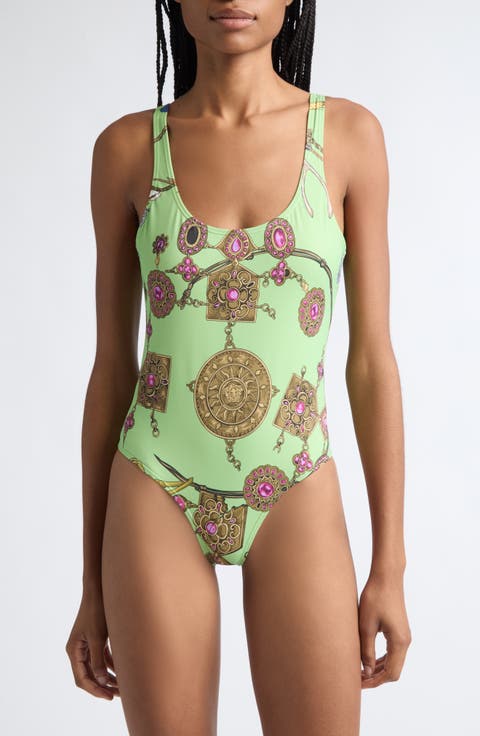 Broken Jewels Print One-Piece Swimsuit