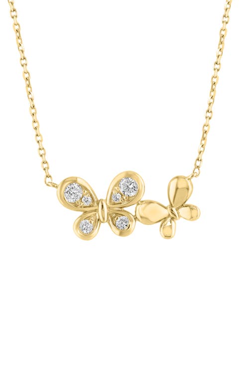 Diamond Butterfly Pendant Necklace