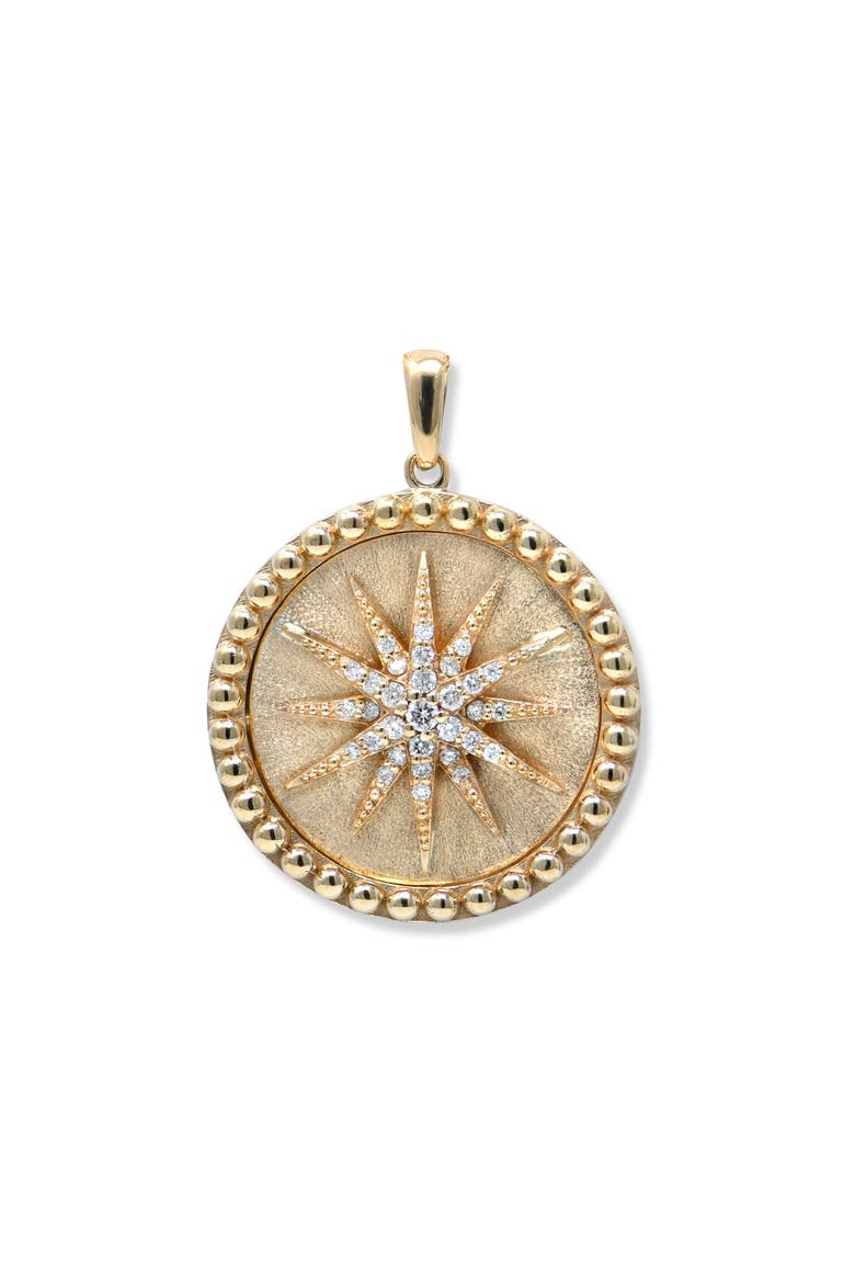 Dew Drop Eve Celestial Burst Medallion Charm, Main, color, 14K YELLOW GOLD/ DIAMOND