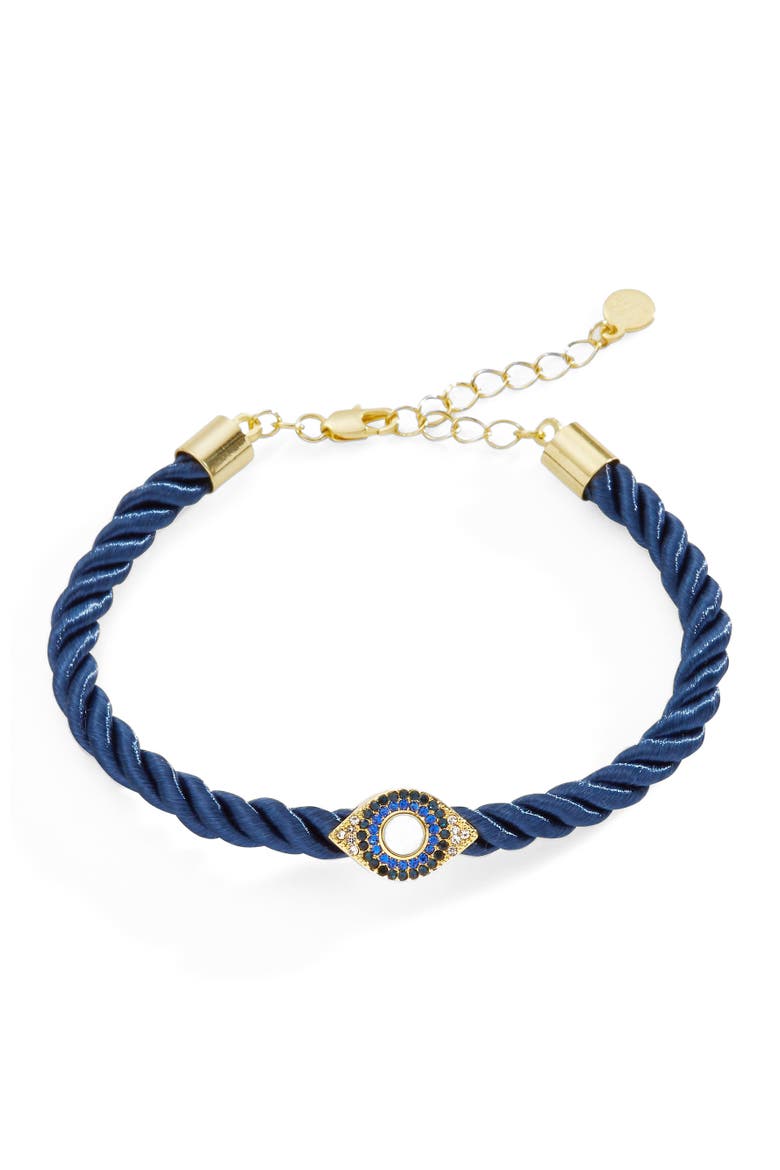 Evil Eye Adjustable Cord Bracelet, Alternate, color, Blue