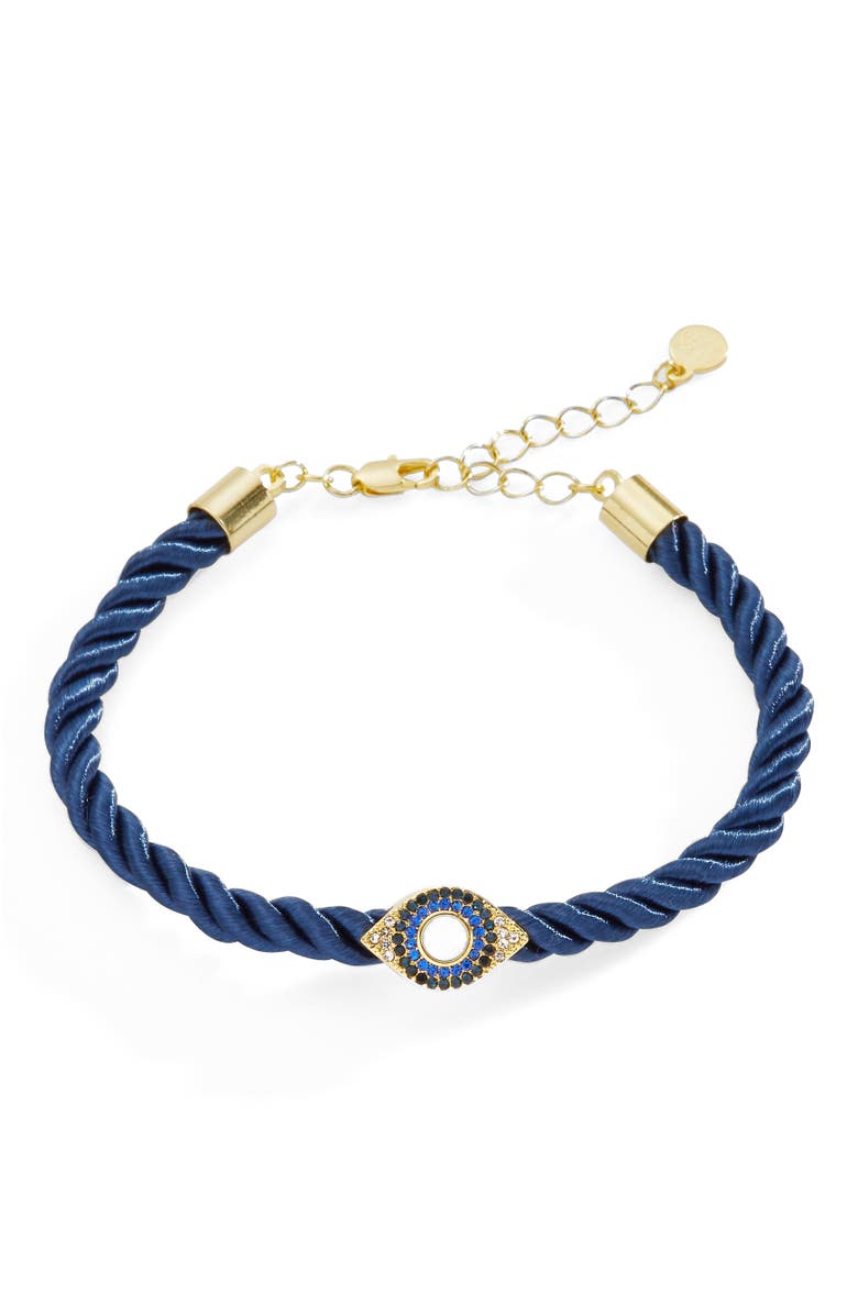 Alex and Ani Evil Eye Adjustable Cord Bracelet, Alternate, color, Blue