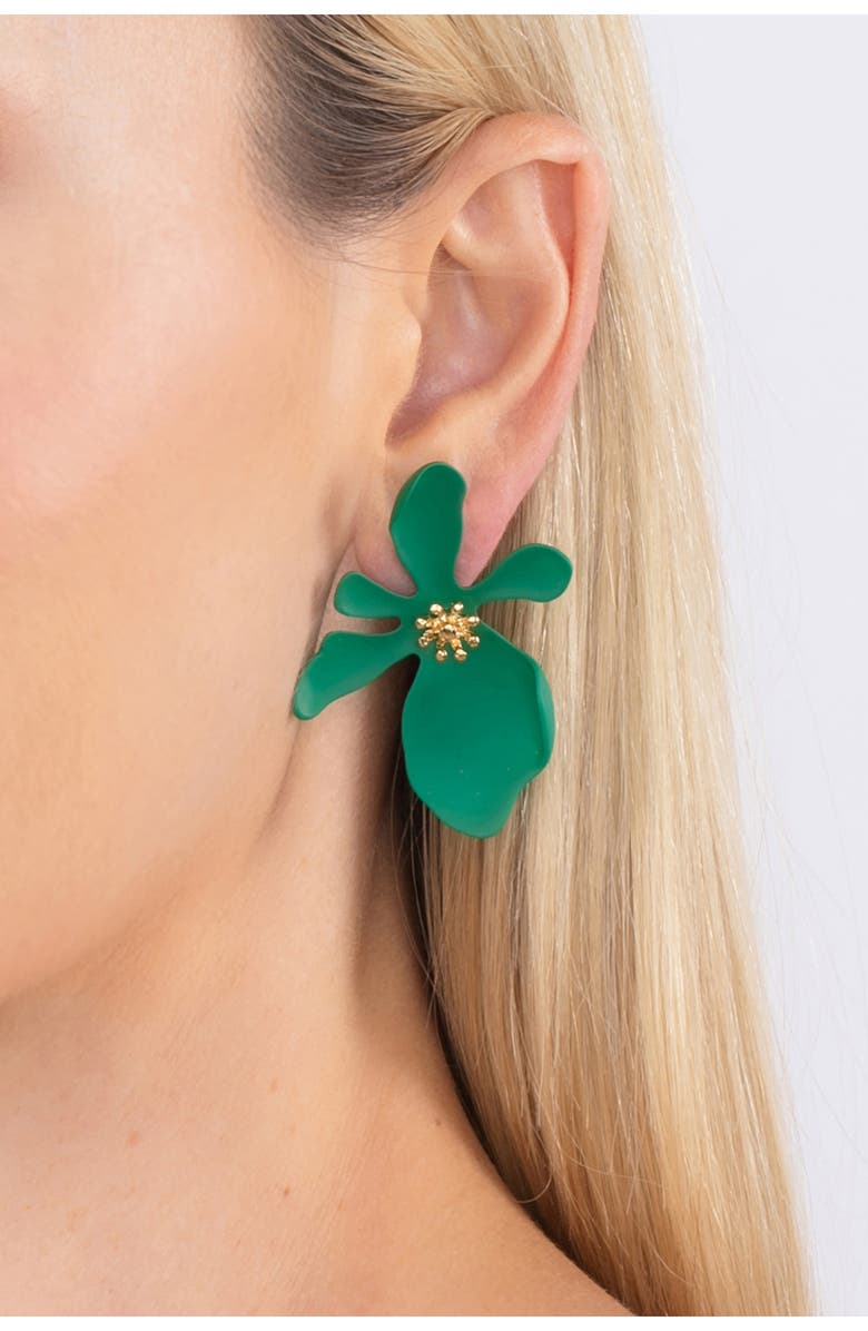 EYE CANDY LOS ANGELES Georgia Matte Floral Drop Earrings, Alternate, color, Dark Teal