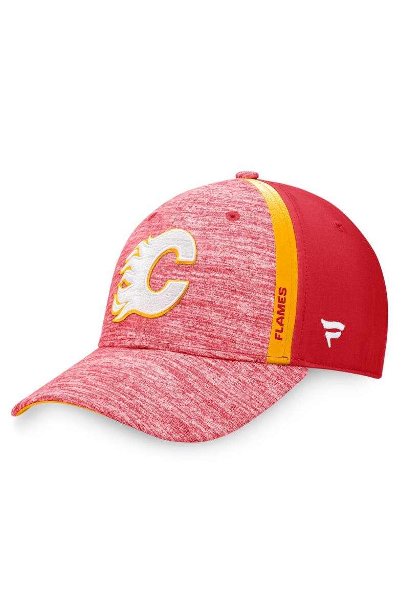 FANATICS Men's Fanatics Branded Heather Red Calgary Flames Defender Flex Hat, Main, color,