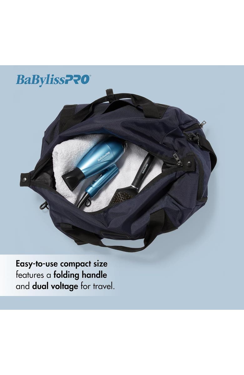 BaBylissPRO Nano Titanium Compact Folding Ionic Dryer, Alternate, color, Blue