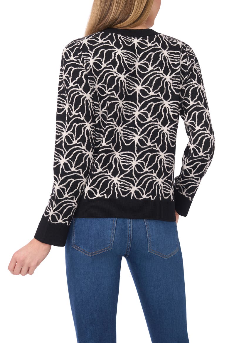 Jacquard Crewneck Sweater, Alternate, color, RICH BLACK
