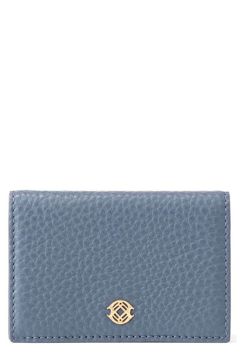 Accordion Leather Card Case, Main, color, ASH BLUE