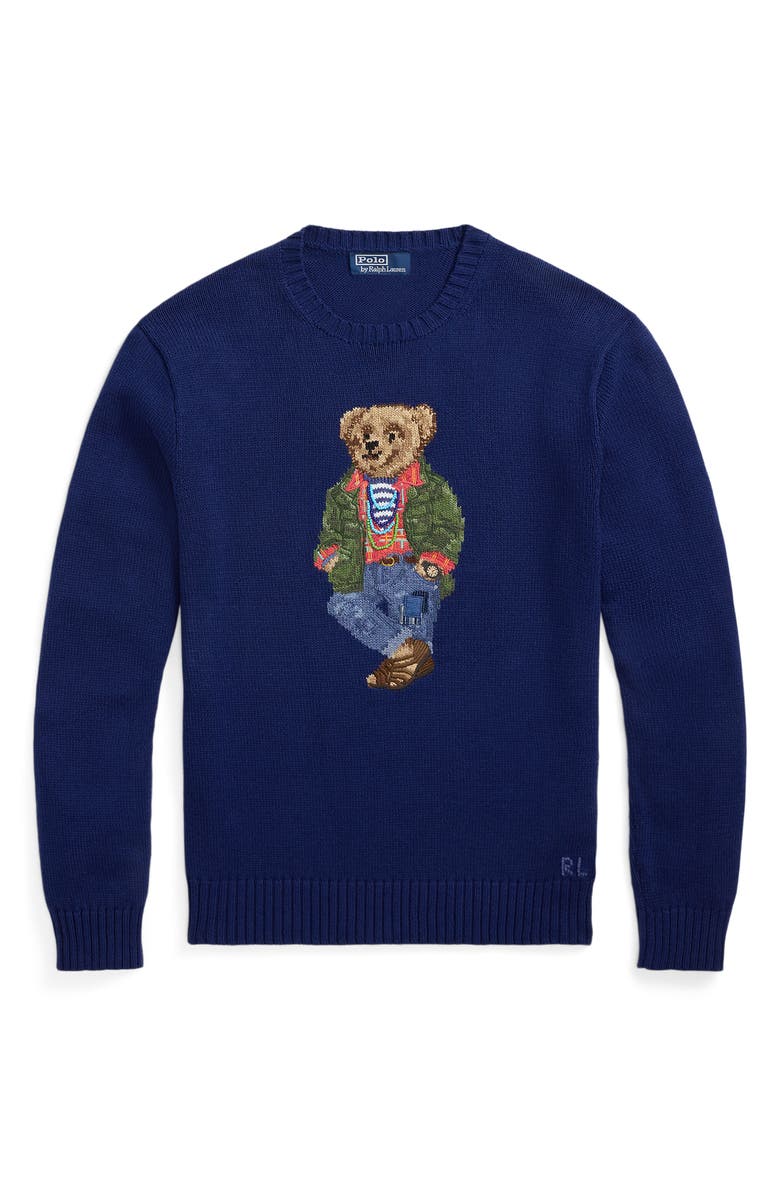 Polo Ralph Lauren Polo Bear Intarsia Cotton Crewneck Sweater, Alternate, color, 