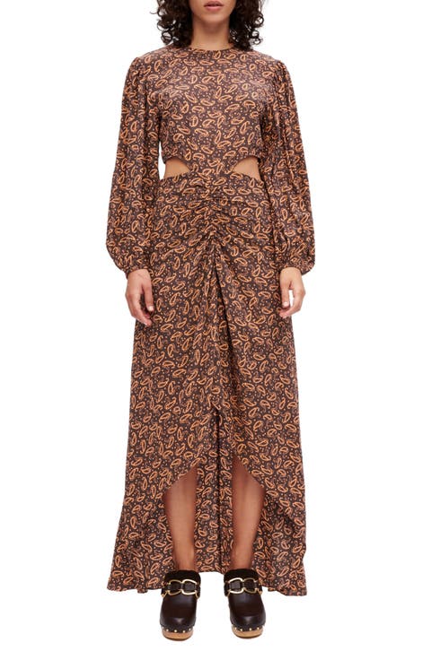 Ricateli Print Cutout Long Sleeve Maxi Dress