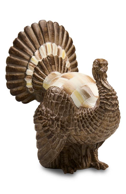 Mocha Check Mini Turkey Figurine