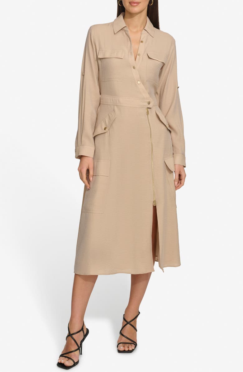 DKNY Cargo Midi Dress, Alternate, color, Sandalwood