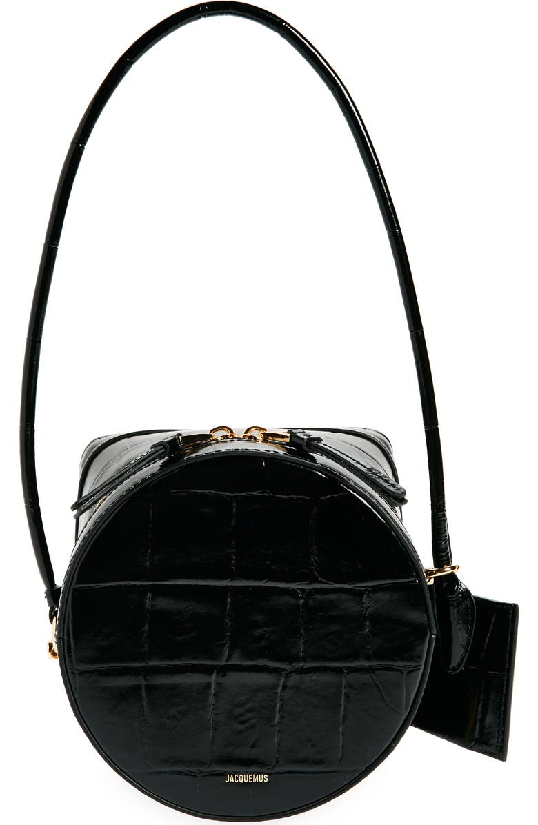 Jacquemus Le Vanito Circular & Square Croc Embossed Leather Shoulder Bag, Main, color,