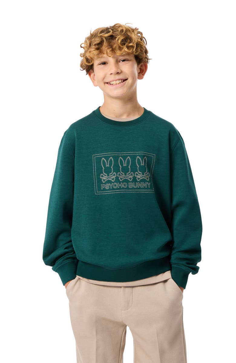 Psycho Bunny Kids' Tacoma Stitch Sweatshirt, Alternate, color, Sea Moss