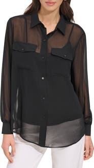 DKNY Chiffon Button-Up Shirt
