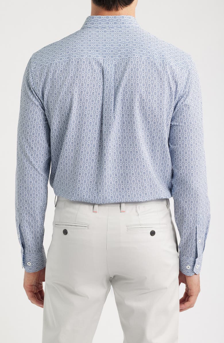Johnston & Murphy XC+<sup>™</sup> Football Print Performance Button-Down Shirt, Alternate, color, Navy