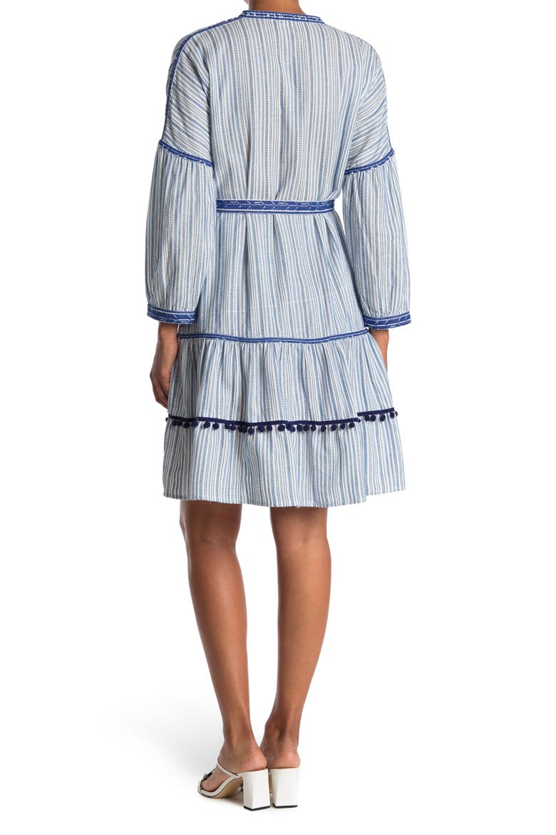 Delphina Belted Dress, Alternate, color, BLUE/WHITE