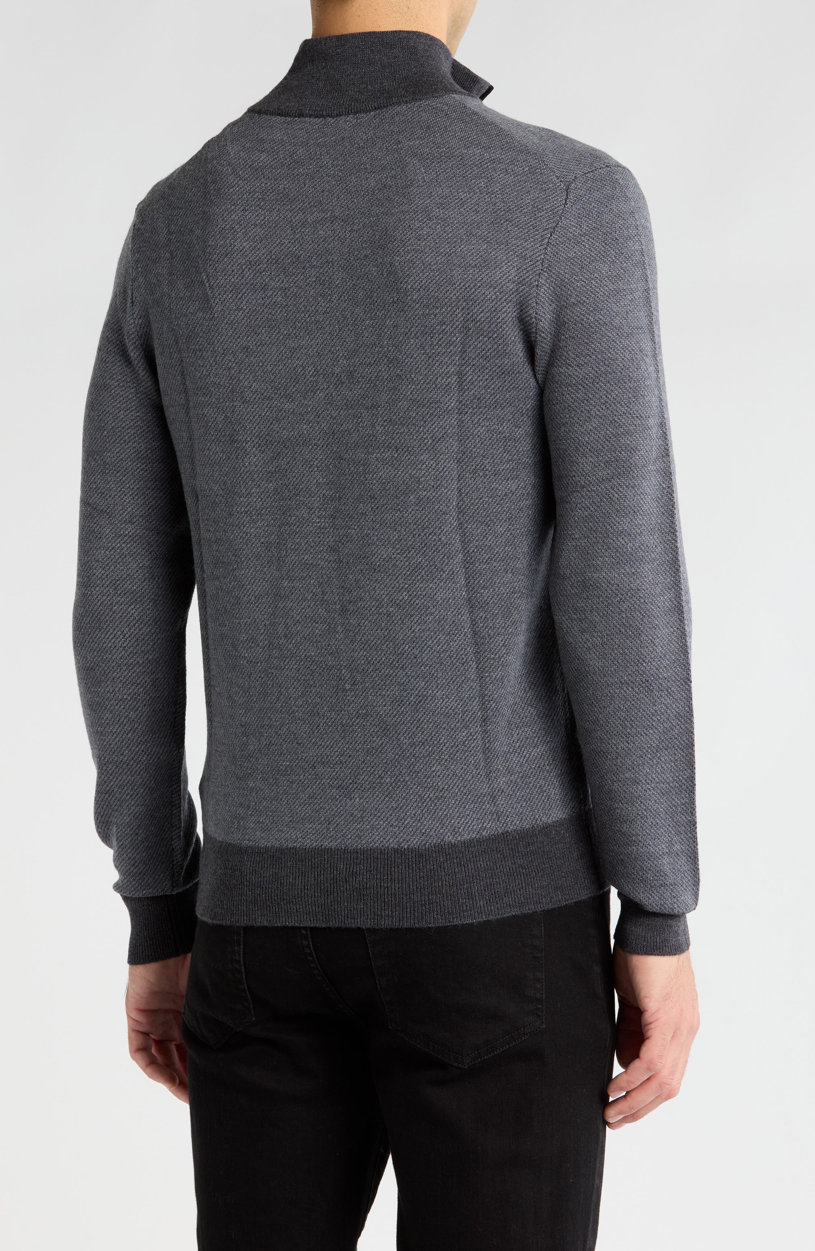 Merino Wool Two-Tone Twill Quarter-Zip Pullover - image 2