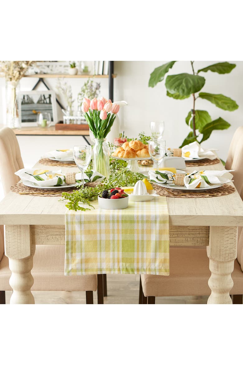 Lemon Bliss Plaid Table Runner, Alternate, color, Lemon Bliss