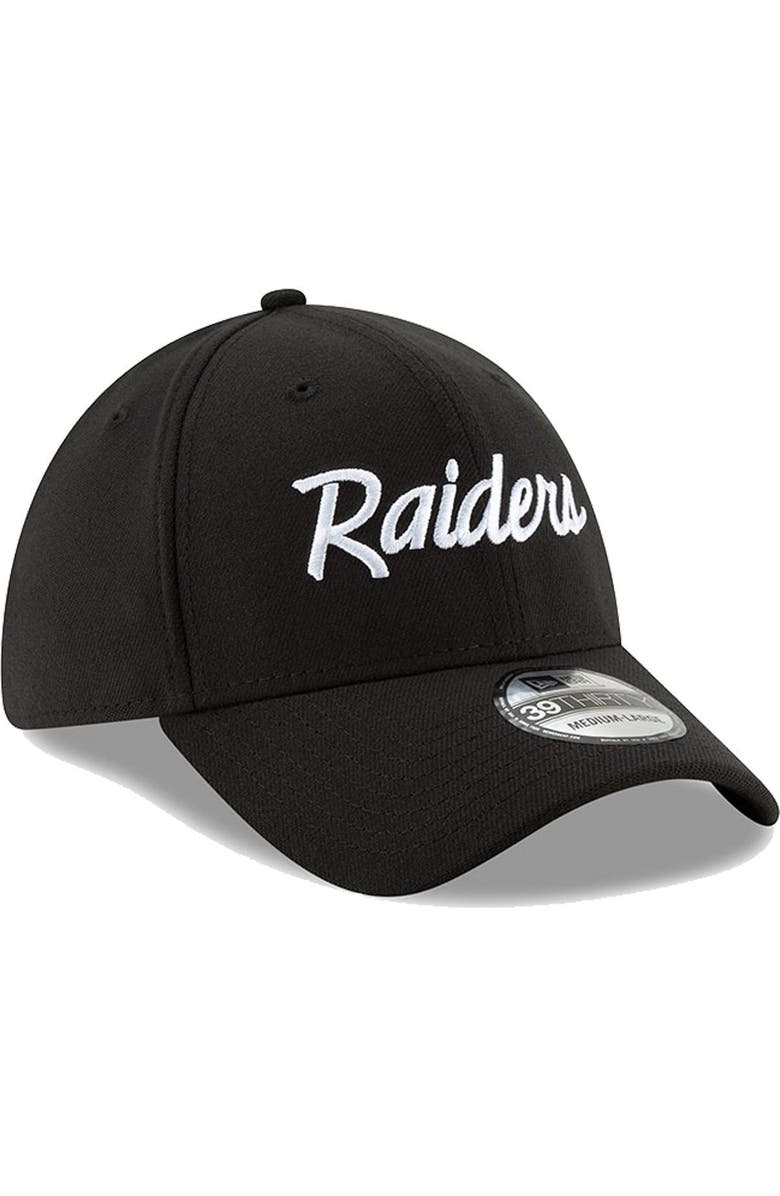 New Era Men's New Era Black Las Vegas Raiders Team Classic Throwback 39THIRTY Flex Hat, Alternate, color, Black