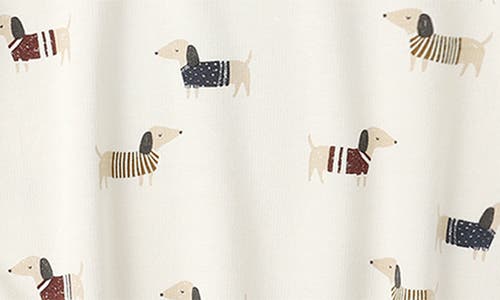 Quincy Mae Dachshund Print Relaxed Cotton Blend Fleece Sweatshirt In Brown