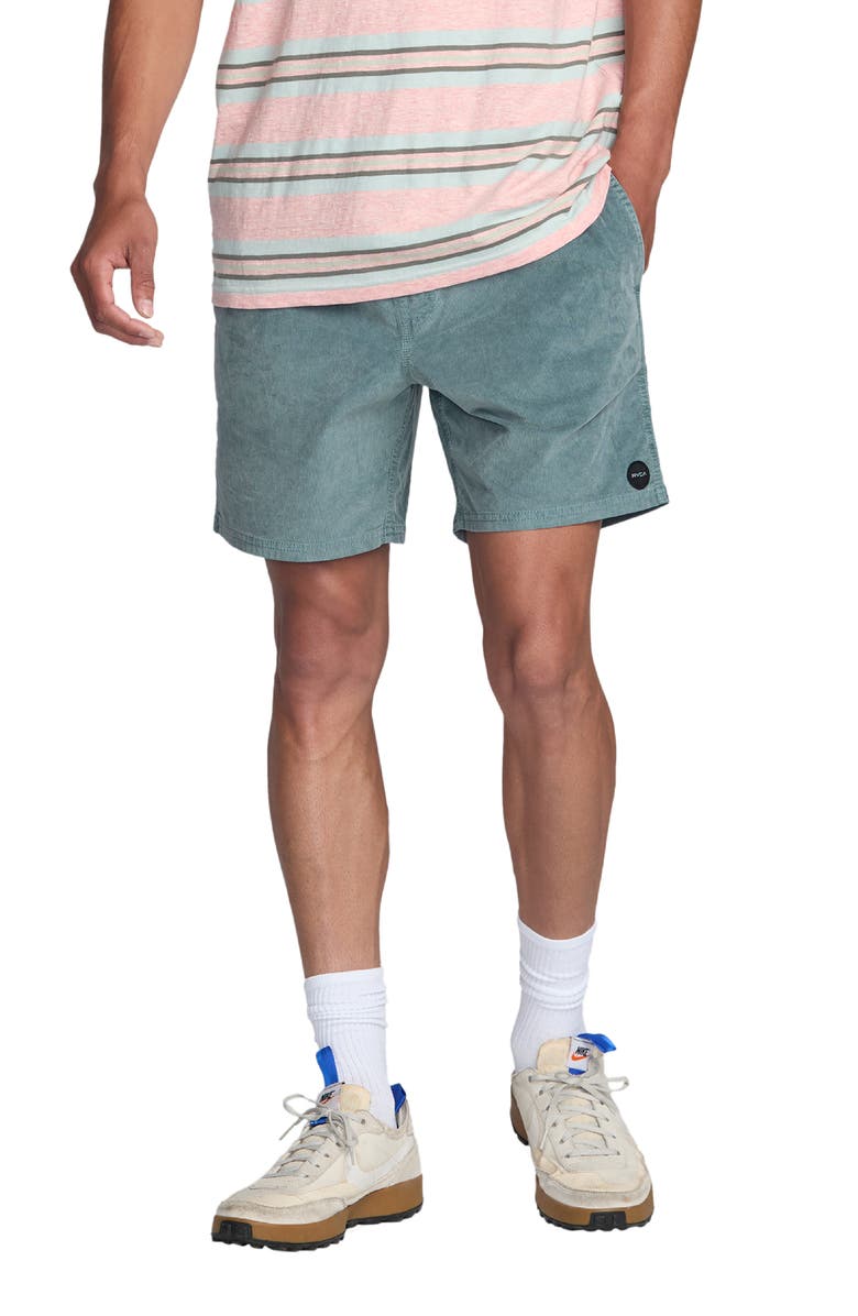 RVCA Escape Drawstring Cotton Walking Shorts, Main, color, Lead