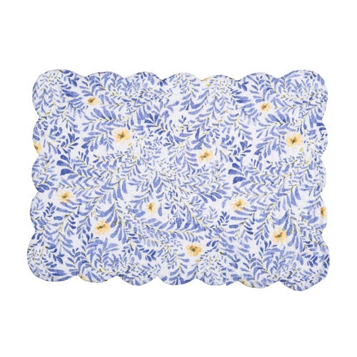 C & F Home C&f Home Lovely Blues Scalloped Quilted Placemats Set Of 6 Floral Design, 13" X 19" In Multi