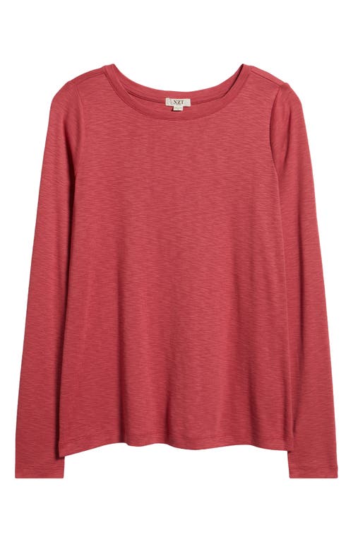 Nzt By Nic+zoe Long Sleeve Boat Neck Tee In Red