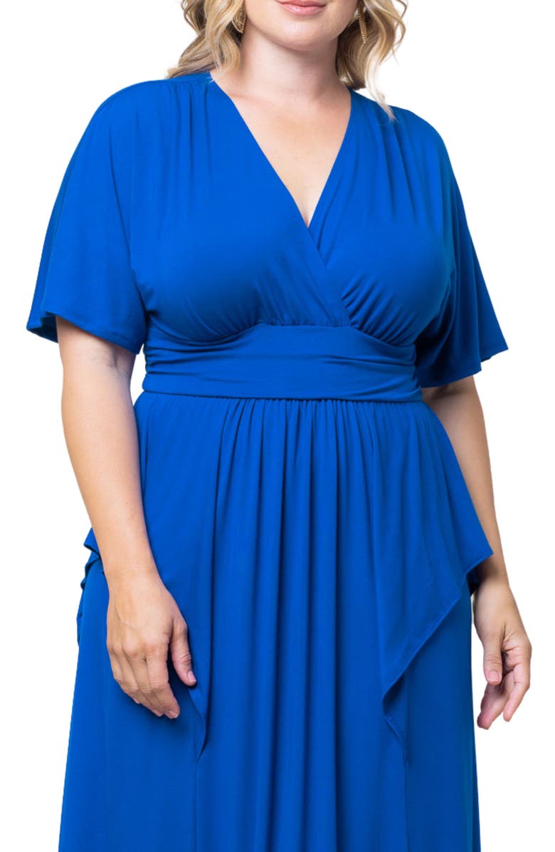 Kiyonna Indie V-Neck Fit & Flare Dress, Alternate, color, Cobalt Blue