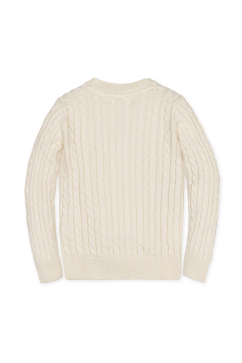Kids' Organic Long Sleeve V-Neck Cable Sweater, Alternate, color, Ivory Cable