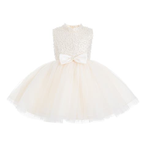 Ariette Pearl Bow Tulle Dress