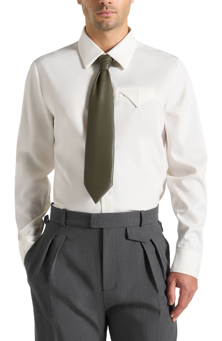 Manière De Voir Ash Leather Tie, Alternate, color, Dark Sage