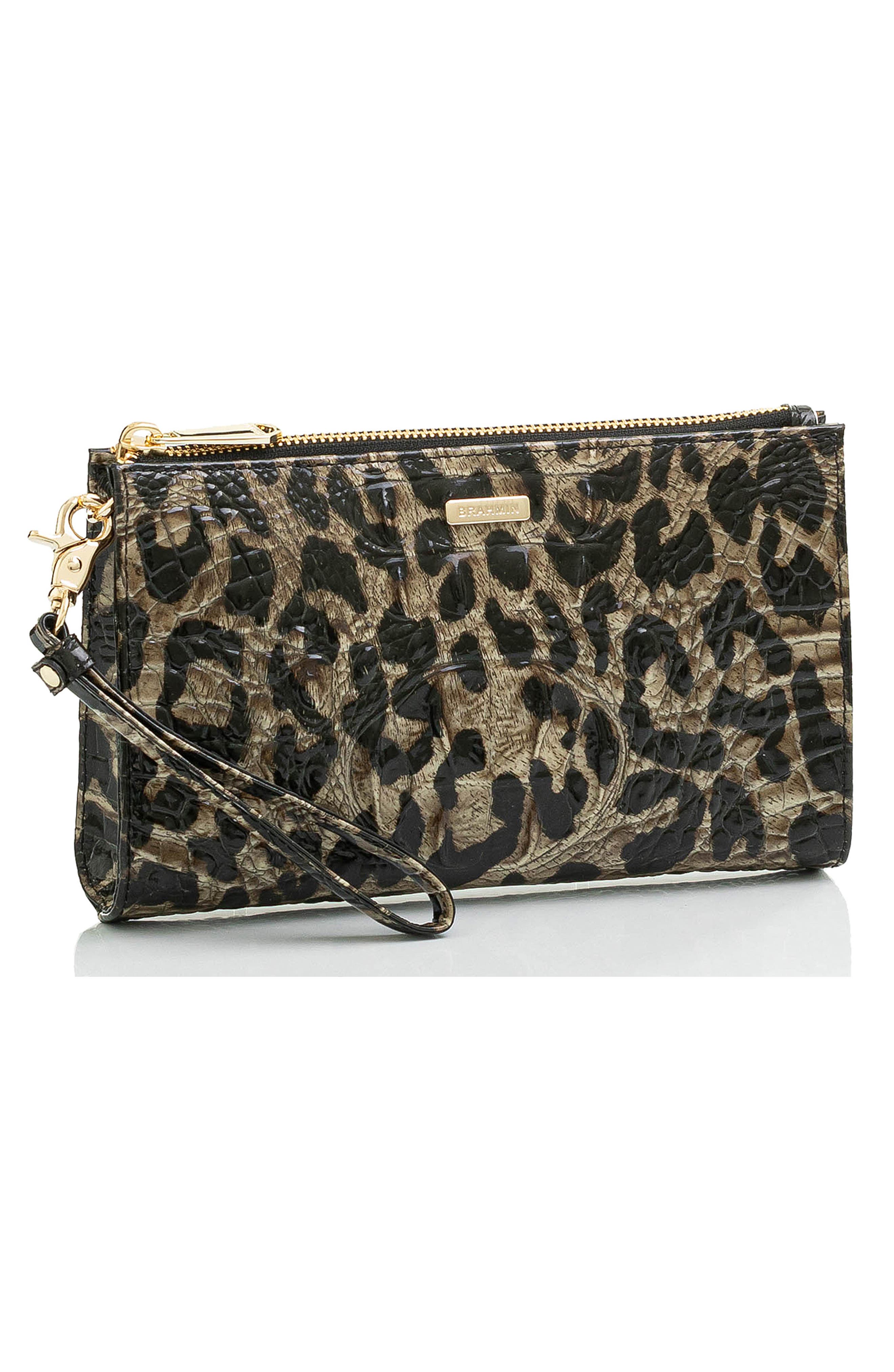 Brahmin Daisy Croc Embossed Leather Wristlet, Alternate, color, 